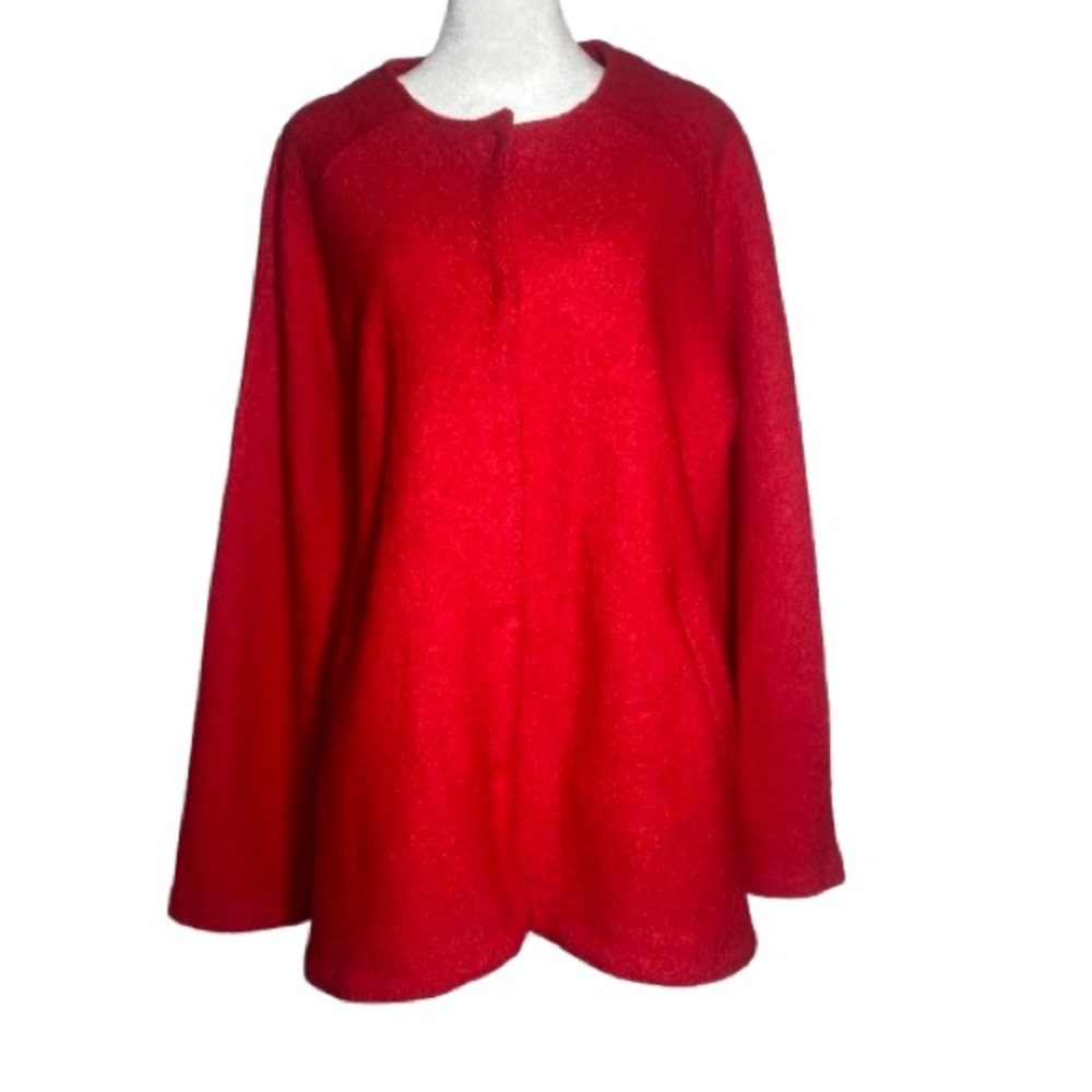 Cynthia Rowley Cozy Red Wool Blend Snap Button Up Jacket